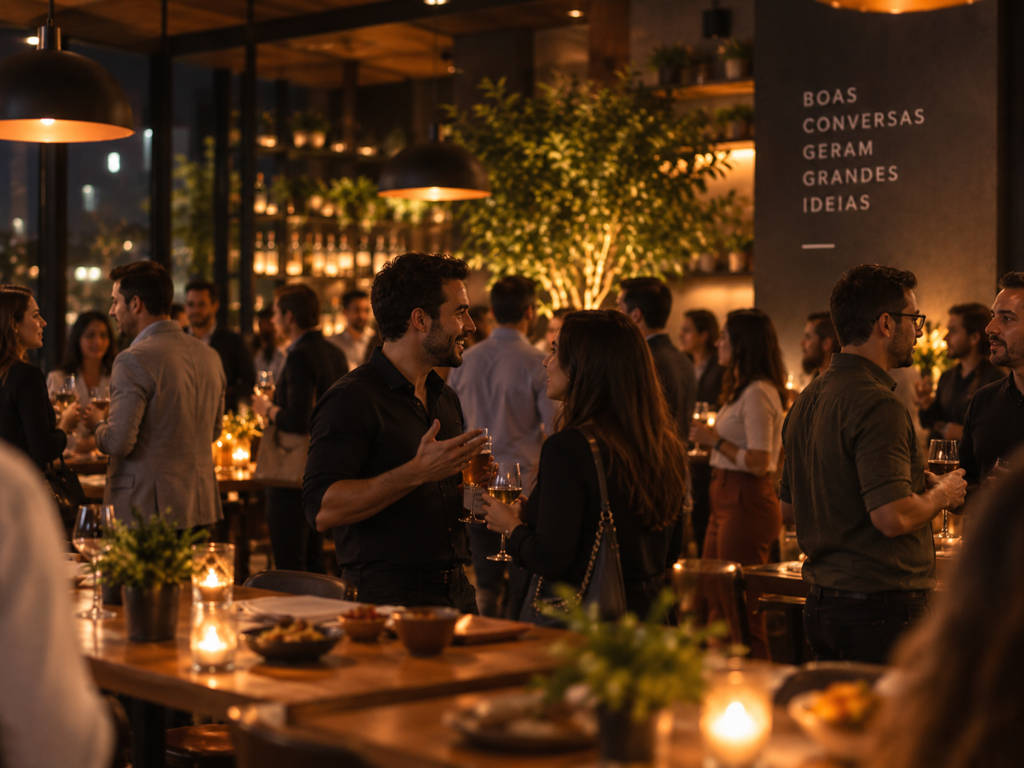Ambiente de happy hour empresarial